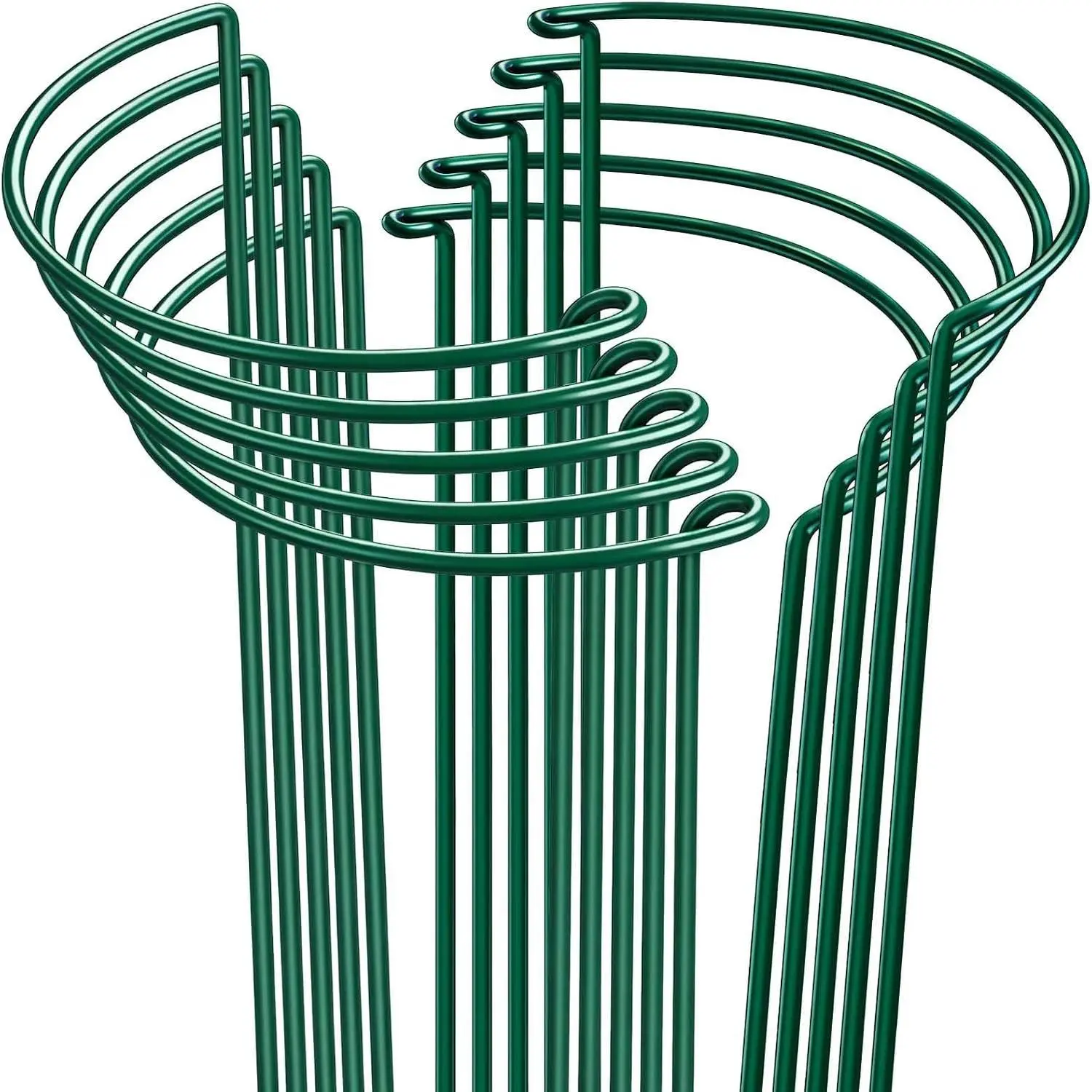 10 Pack 24" H x 10" W Tall Plant Support Stakes, Half Round Metal Peony Cages and Supports, Monstera Plant Support Snake Plant Stake Flower Support Ring for Tomato, Hydrangea Outdoor Indoor