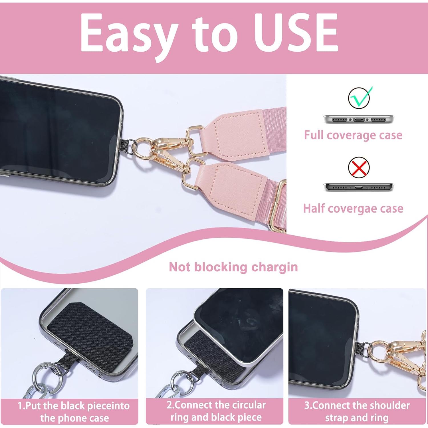 Clip and Go Phone Strap with Zippered Pouch,Phone Strap with Cellphone Chain Accessories