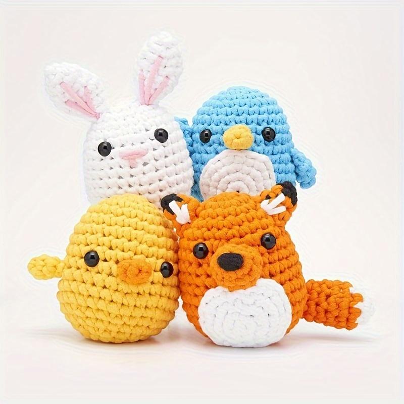Beginner-Friendly Crochet Kit, DIY Amigurumi Rabbit Dinosaur Penguin Fox Chicken Plush Toys, Complete Tools & Yarn Set, Perfect Craft Gift, Crochet Gifts