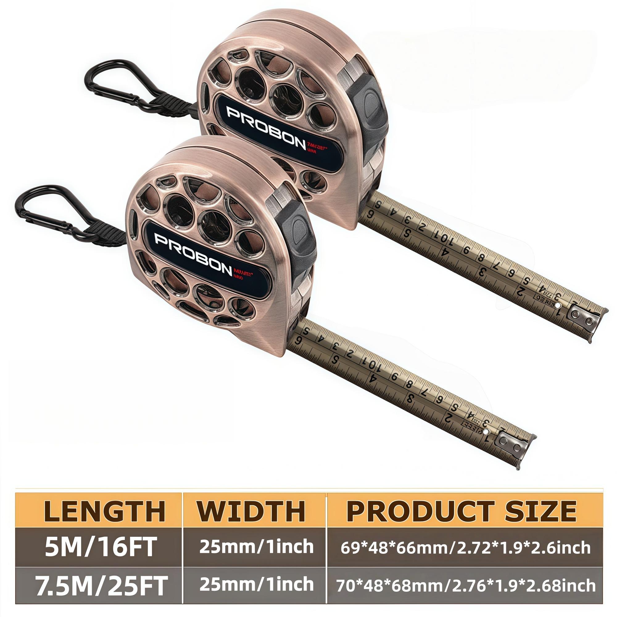 25 ft/16 ft Copper-Color Tape Measure, High-Hardness Material, Shockproof, Waterproof and Dirt-Resistant, Dual Metric & Imperial Scales, High-Precision Measuring Tape for Construction & DIY Projects, Durable Tape Measure