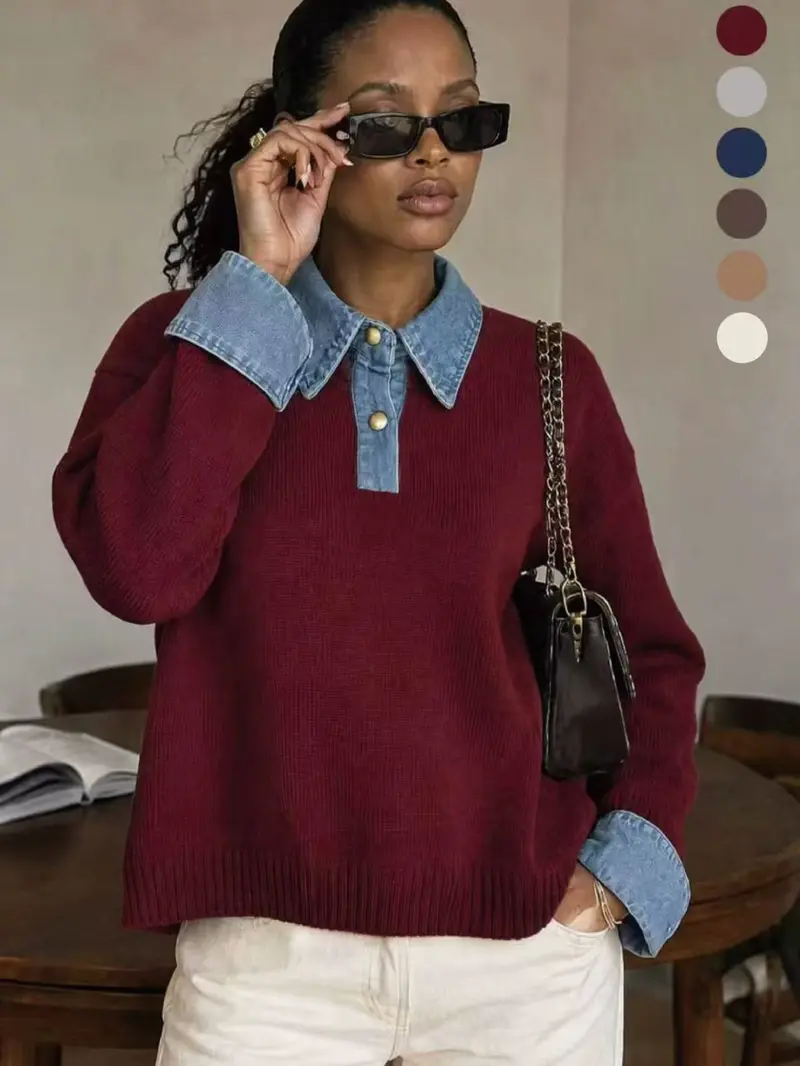 Women's winter button front knit sweater