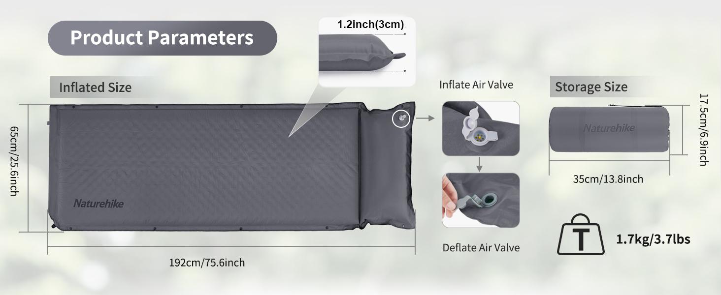 Naturehike Self-Inflating Sleeping Pad with/without Pillow, Ultra-Light, Waterproof Camping Mattress for Backpacking, Connectable for Multi-Person Use portable inflatable FathersDayGift Naturehike Self-Inflating Sleeping Pad with/without Pillow, Ultra-Light, Waterproof Camping Mattress for Backpacking, Connectable for Multi-Person Use portable inflatable FathersDayGift