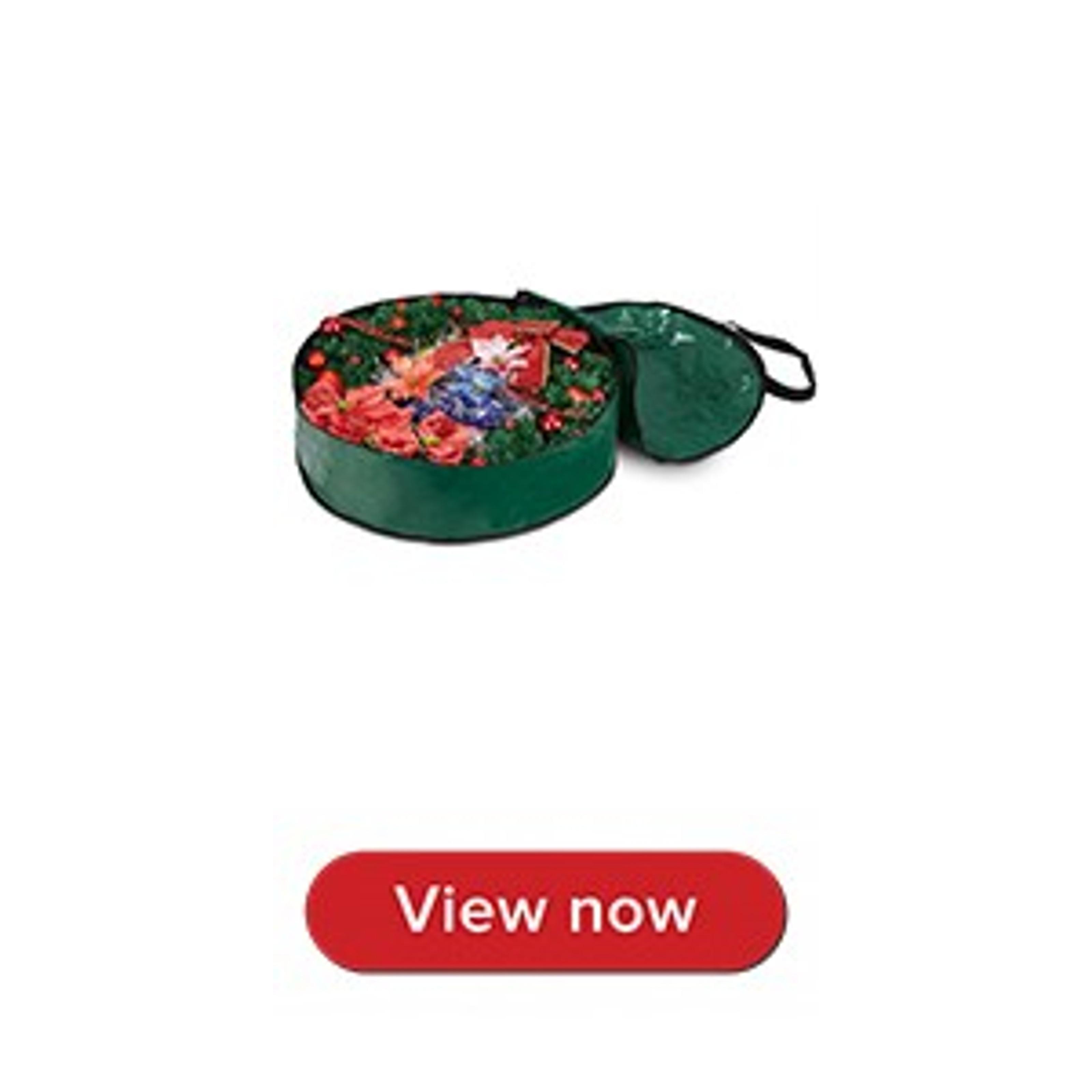Propik 24" Wreath Storage Bag, Black Tear Resistant Holiday Garland Container, Easy Storage with Heavy Duty Handles & Transparent Card Slot, 24” X 24” X 8”