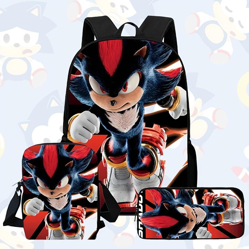 Shadow the Hedgehog 3PCS Backpack Set, Cool Sonic Character Print School Backpack with Lunch Box & Pencil Case, Lightweight Durable Daypack for Kids Teens, Ideal Gift for Sonic Fans
