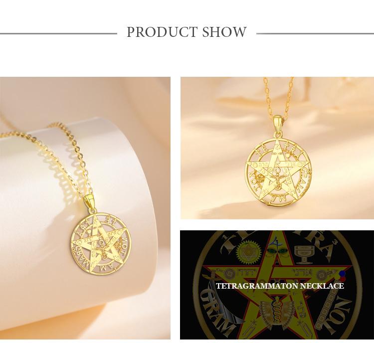 Vintage 925 Sterling Silver Tetragrammaton Necklace, Spiritual Pentagram Pendant with Hebrew Script, Amuleto de Proteccion, YHWH Jewelry Gift