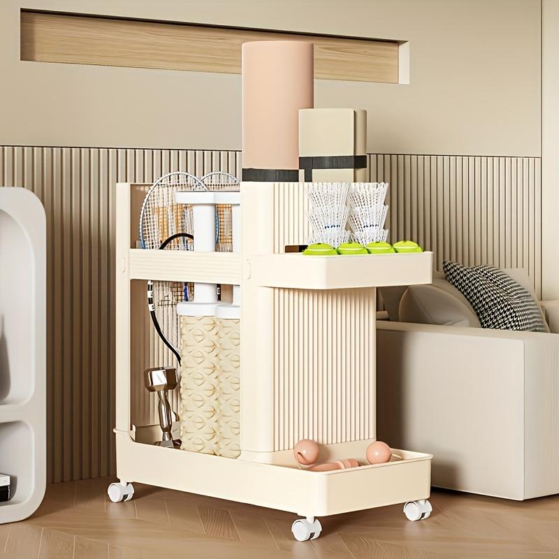 Space-Saving Vertical Fitness Storage Rack, Multi-Functional Organizer for Yoga Mats, Badminton Rackets & Table Tennis Rackets, Plastic Material