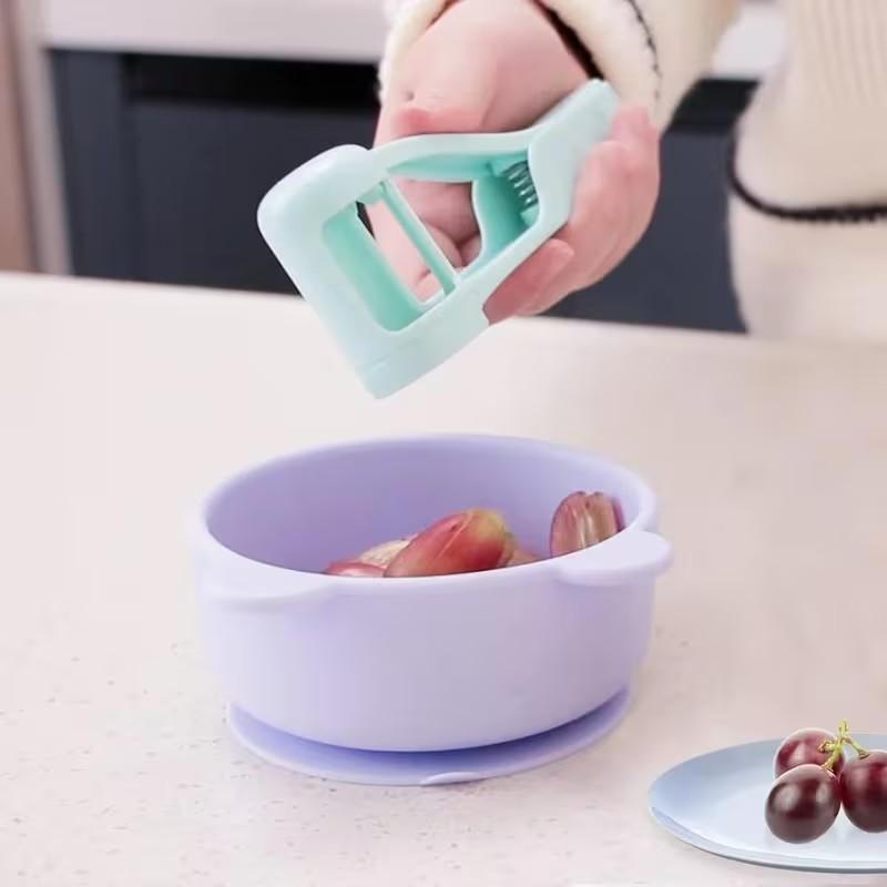 1Pcs Grape Cutter, Grape Slicer, Suitable For Infants And Young Children, Grape, Cherry Tomato, Strawberry Cutter, Quarter Slicing Tool For Vegetable And Fruit Salad Cake Decoration, Stainless Steel Kitchen Gadget, Fruit Cutter