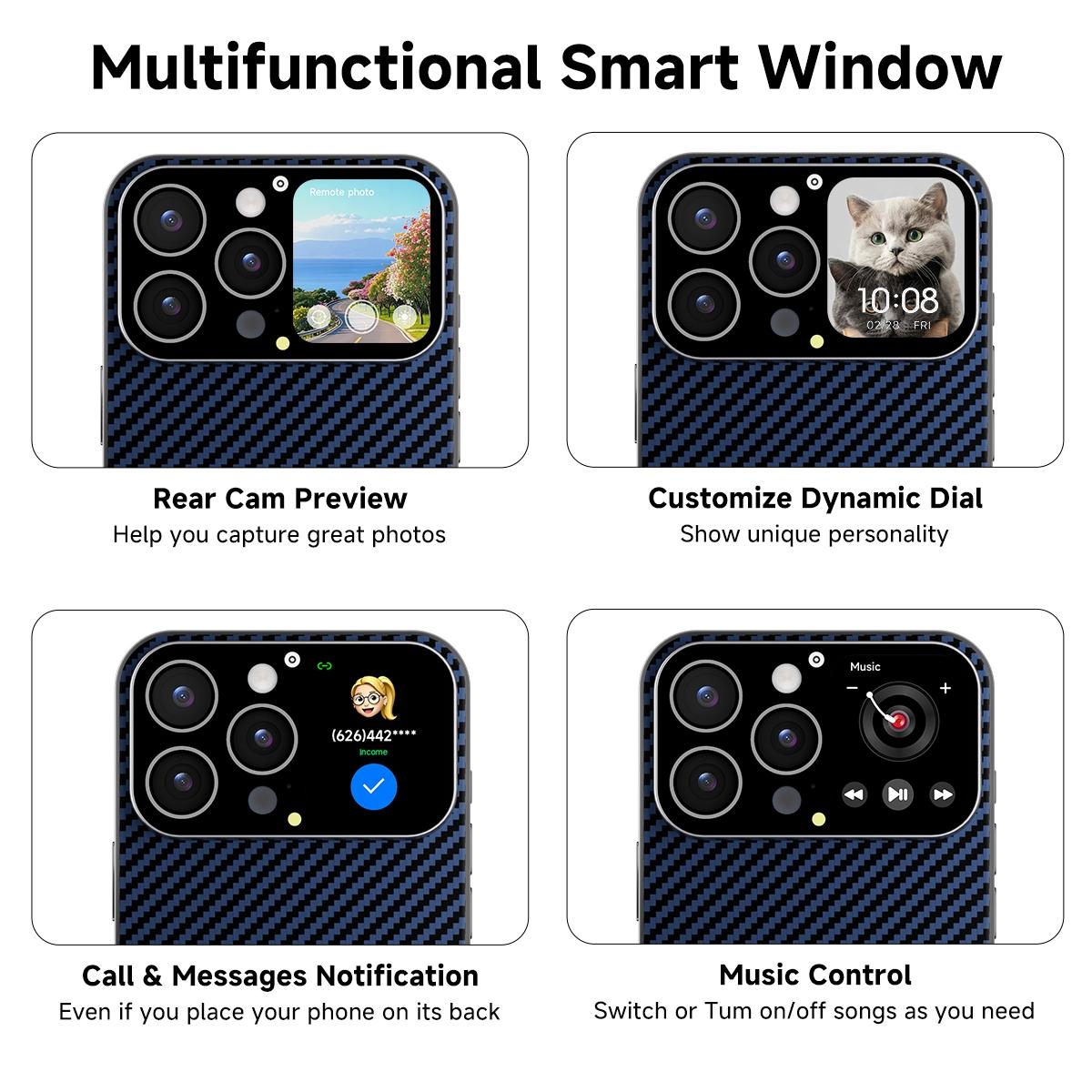 SIMSONLAB Full-Featured Smartphone Case, Dynamic Window, Custom Wallpaper, Remote Photography, Magnetic Charging, Weather Forecast, Music Control, Christmas Gift
