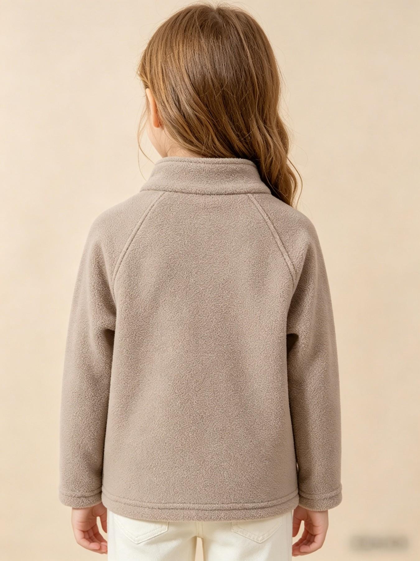 Unisex Kids Sweatshirt, Warm Casual Top, Polyester Fabric, Solid Color Design, Spring & Fall Wear, Suitable for Ages 1-8 Years