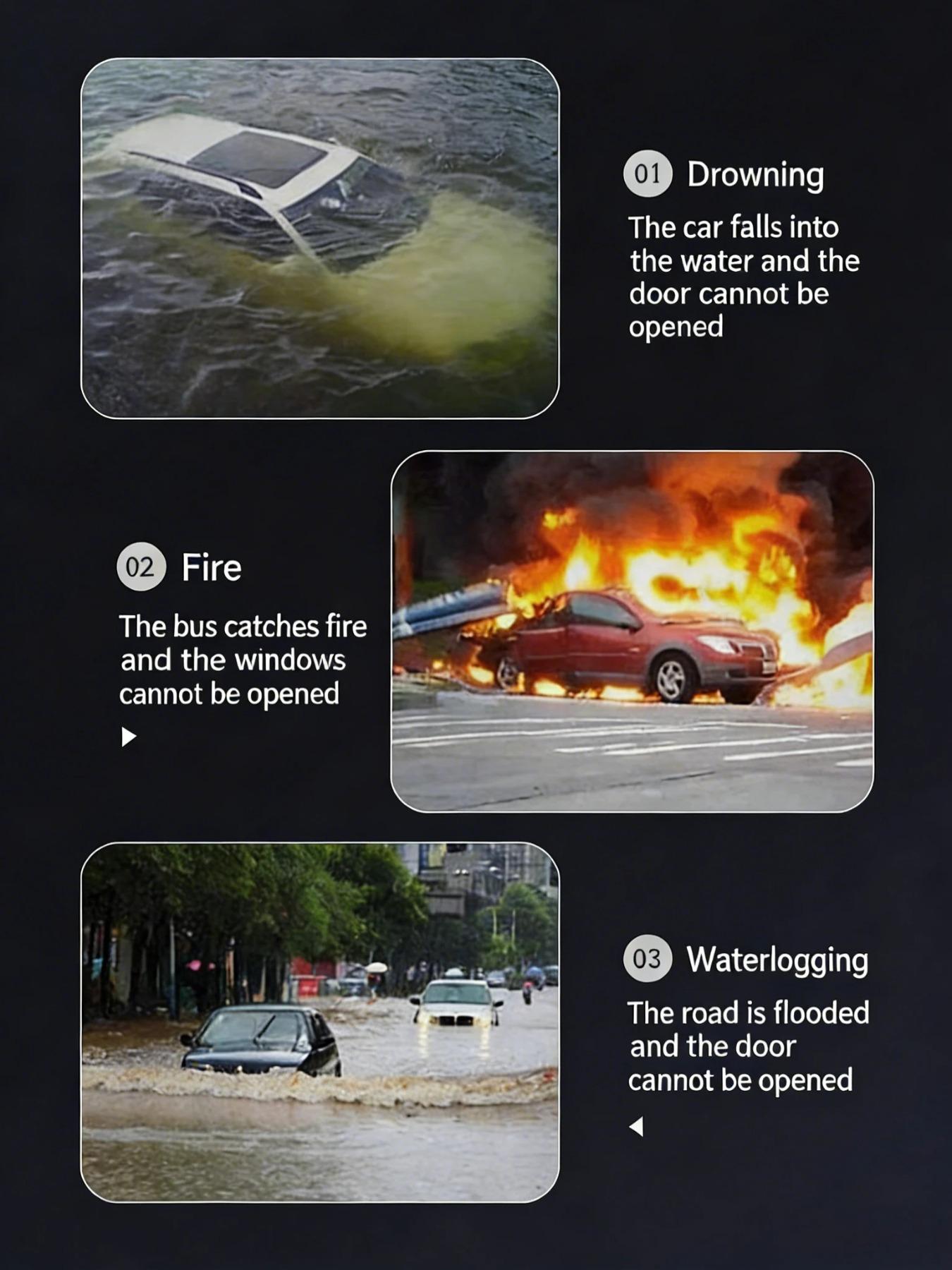 2-In-1 Aluminum Car Safety Rescue Hammer, Automatic Seatbelt Cutter Window Breaker, Emergency Rescue Tool, Essential Automotive Gear