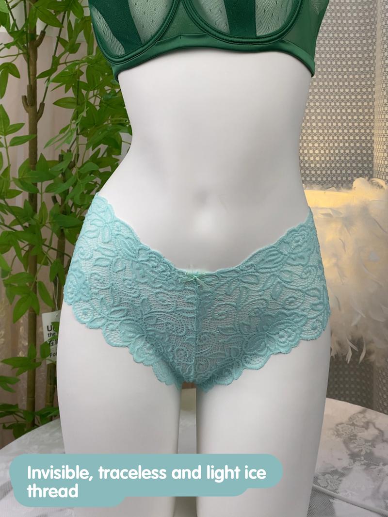 Women's Low-Rise Lace Panties with BowknotWaist. Sexy, breathable and elastic. Available in variouscolors like black, Stretchy delicately laced. Comfortable and stylish for daily wear. Womenswear Basic French Soft 18Pcs thongs Sheer