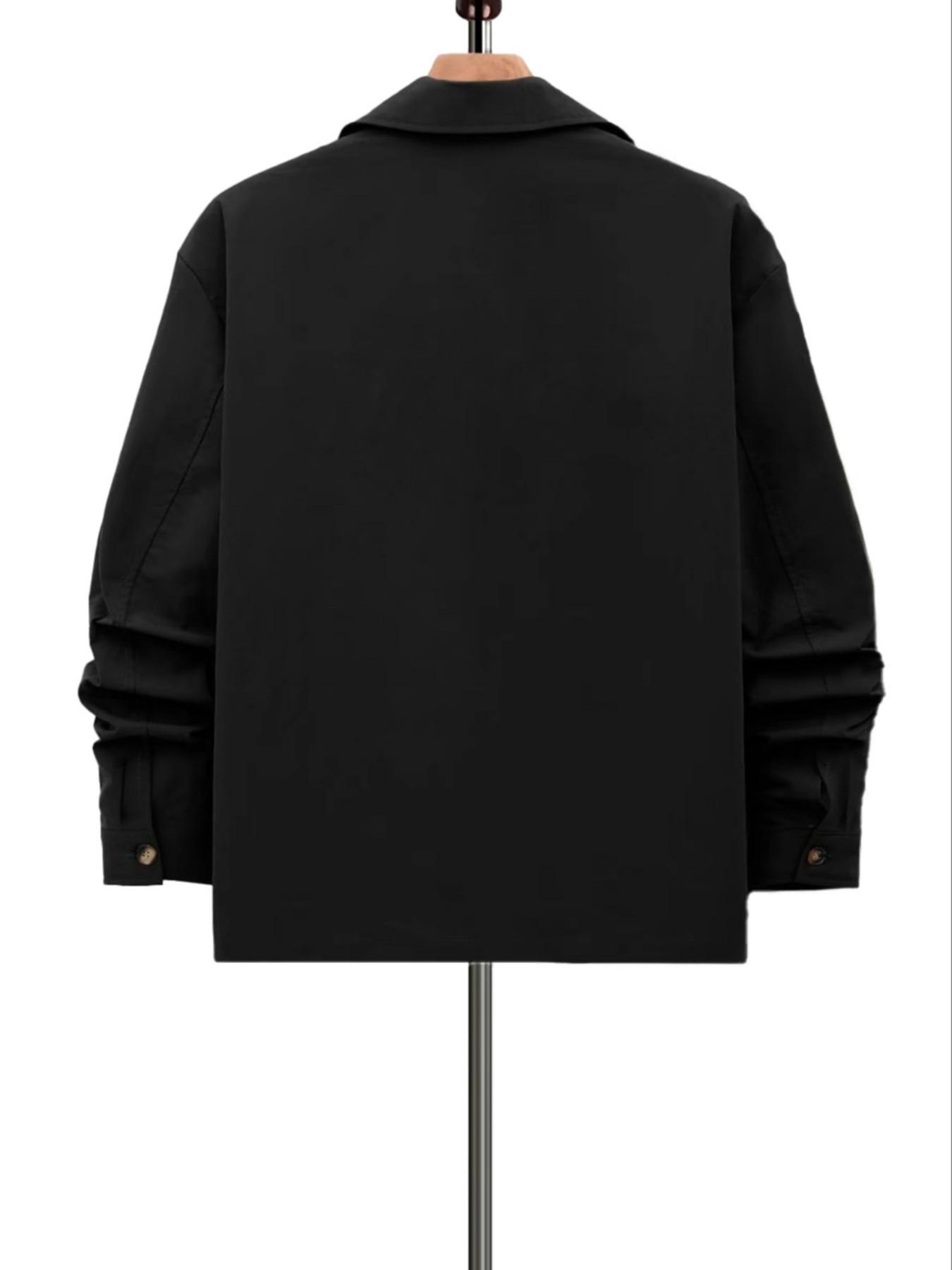 Fkfcv High-Quality Fabric Men's Jacket, Stylish Classic Long Sleeve Streetwear with Pockets, Perfect for Cold Autumn and Winter Seasons