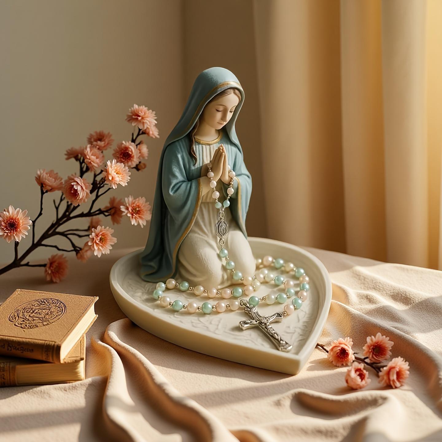 Virgin Mary Rosary Holder, Jewelry Stand, Religious Accessories, Elegant Design, Perfect for Prayer Beads, Faithful Gift Idea