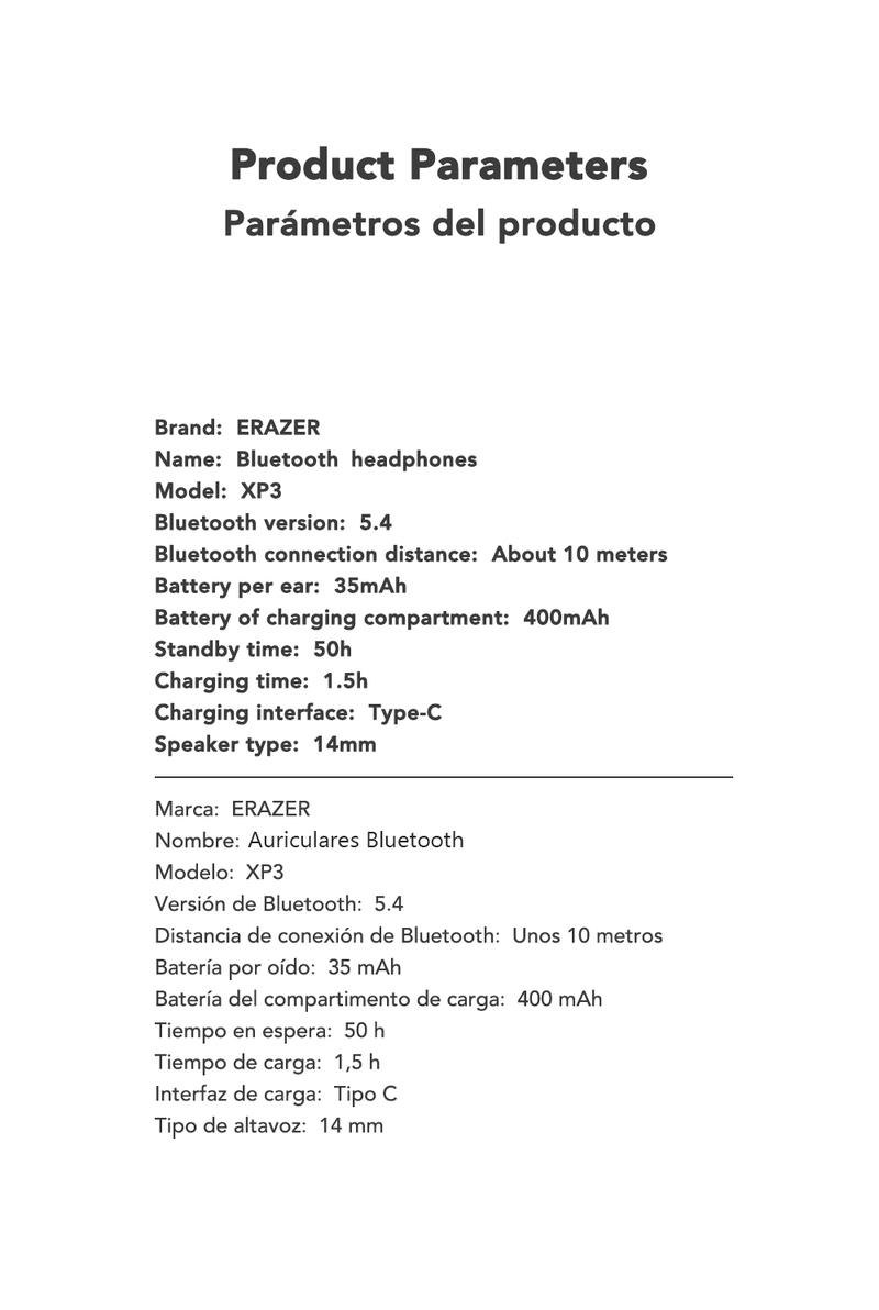 ERAZER XP3 Open Ear Earphones,OWS Wireless Headphones,Bluetooth Earbuds,Auriculares support Full Color Screen Display Charging Case Headsets with Mic