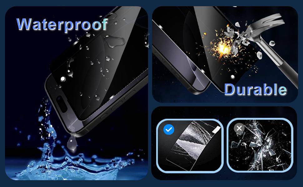 [8-in-1] Smartphone Protection Accessories Kit: 5-Piece Privacy Cover for iPhone 13/14/15/16/16E/17 Pro Max Plus/17 Air, 3pcs Camera Lens Shield, 9H Hardness Anti-Spy Tempered Glass, Case-Friendly, Phone Protective Cover