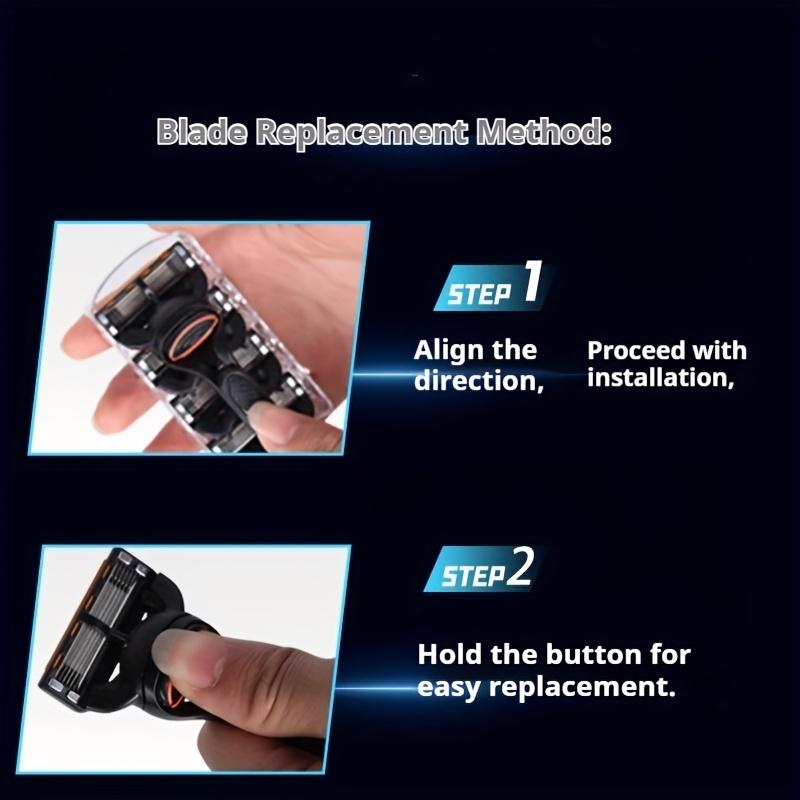 Men's Manual Shaving Razor with 1 Blade Holder and 8-24 Replacement Blades, Smooth Shaving Tool, Washable Shaving Tool, Manual Shaver, Stainless Steel