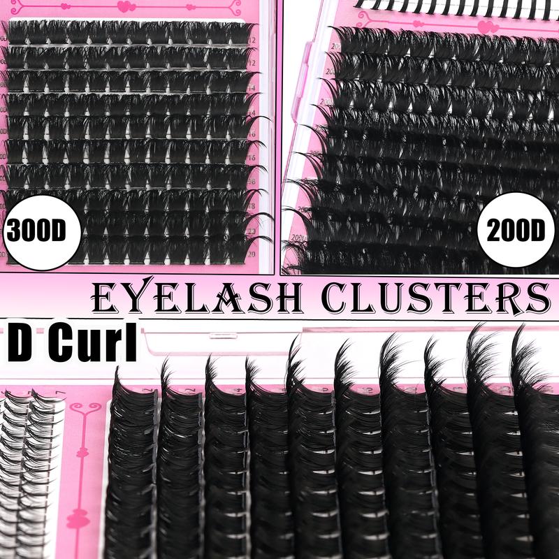 6 Styles Lash Cluster Kit, Spike/Bottom/80D/100D/200D/300D Volume Lashes, 980 Pcs 5–20 mm D-Curl Cluster Eyelash Extension Kit with Lash Bond and Seal (2 Bottles), Remover, Tweezers and Brush for Easy DIY at Home