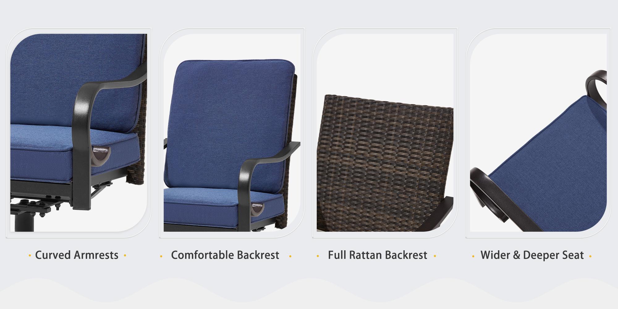 Patio Swivel Chairs Set of 2, Heavy Duty Outdoor Dining Chairs with Full Rattan Backrest, All-Weather Swivel Rocker Chair for Lawn, Porch or Garden, Red/Beige/Gray/Blue Patio Swivel Chairs Set of 2, Heavy Duty Outdoor Dining Chairs with Full Rattan Backrest, All-Weather Swivel Rocker Chair for Lawn, Porch or Garden, Red/Beige/Gray/Blue