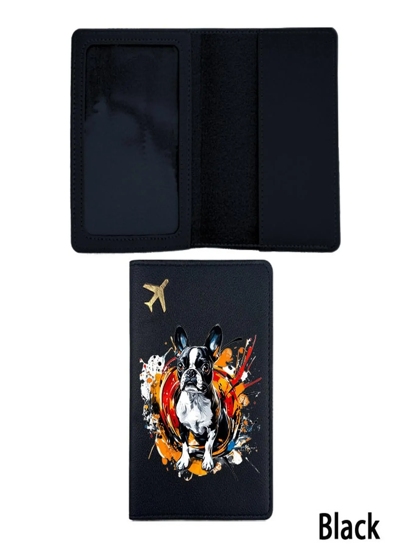 Artistic Graffiti Style Boston Terrier Print Passport Cover, One Size with Multiple Specifications Available, Modern Graphic Design Travel Accessory, Perfect for Storing Passports & Travel Documents During Trips
