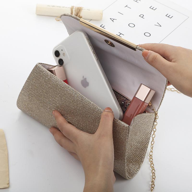 FringeFlutterSparkly Sequin Evening Bag | Pleated Chain Clutch for Prom, Wedding & Date Night