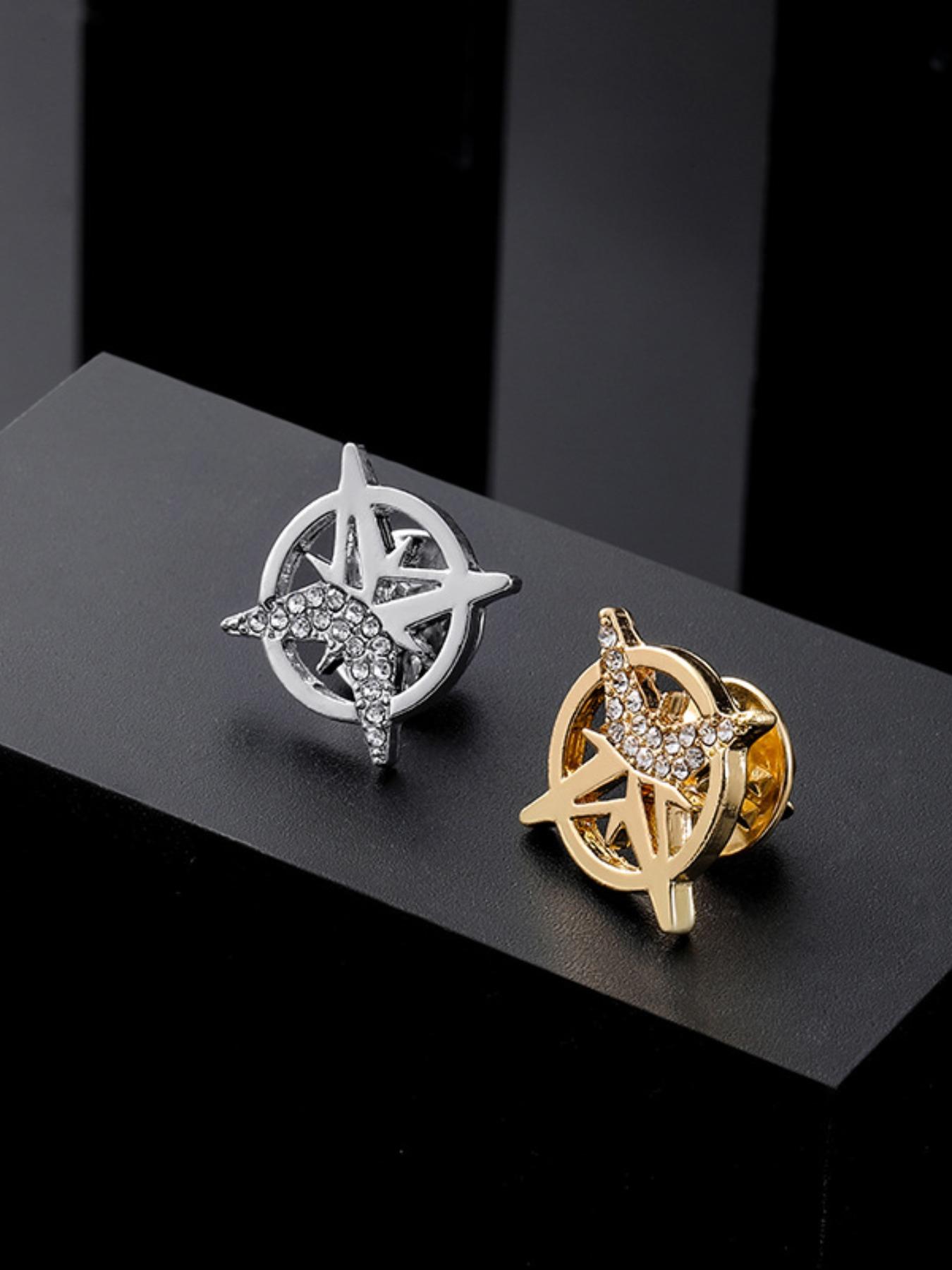 Men's Suit Jacket Decoration Luxury Match Hexagram Badge Pin Small Collar Shirt Unique Brooch, Stylish Accessory for Formal Wear