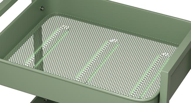 3 Tier Rolling Cart,Utility Cart with Locking Wheels, Hanging Cups,&Hooks, Heavy Duty Metal Storage Organizer Cart for Kitchen,Office, Bathroom,Craft Room,Green