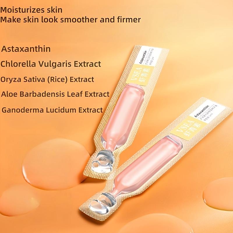 30pcs Single-Use Astaxanthin Raw Serum, Moisturizing and Hydrating, Brightening and Hydrating, Firming and Lifting, for Smoother, Firmer Light Beige - Contains Rice, Alcohol-Free Formula, Suitable for Sensitive and All Types, Skincare