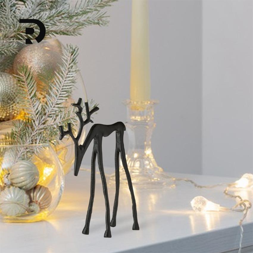 Elegant and Slender Black Elk Statue, A Popular Choice for Christmas Decoration in 2026, with A Modern Minimalist Design and Decorative Art Style. The Sturdy Base Ensures Stable Placement and Is Suitable for Home, Office, Home Garden and Other Scenes