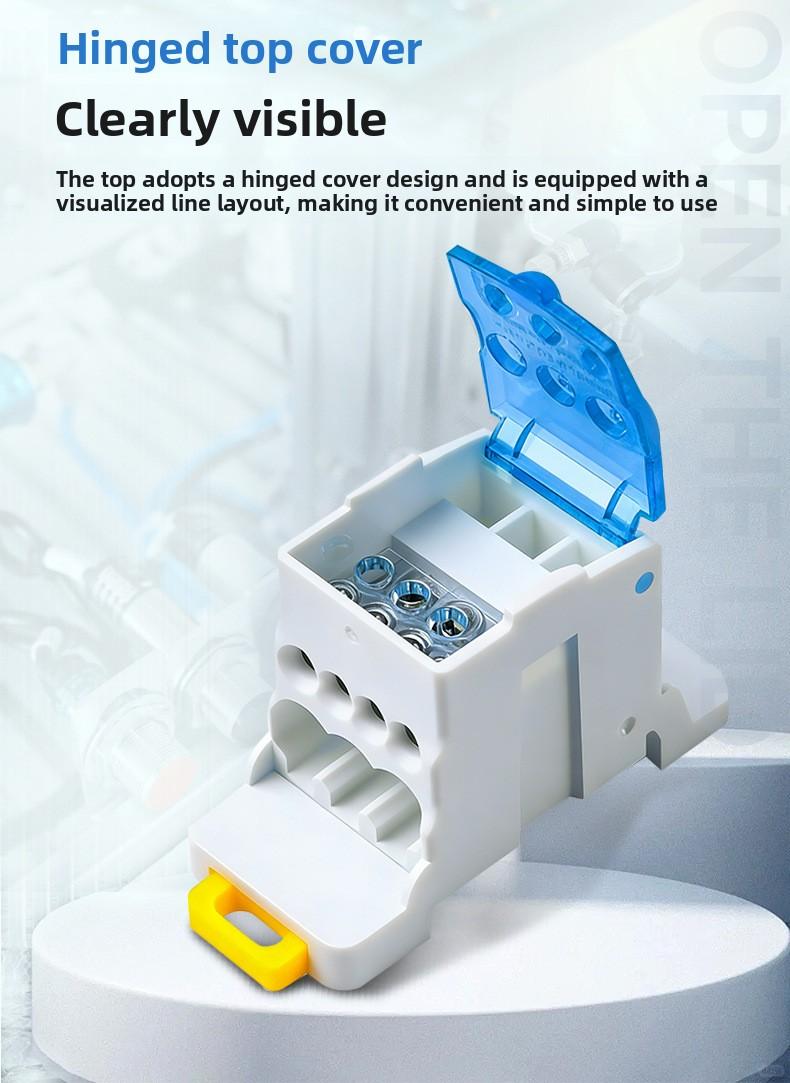4 pack Power Distribution Block, UKK 80A Single Pole DIN Rail Mount Terminal Block, 1-in Multi-out Modular Connector for Industrial Electrical Control Boxes and Cabinets