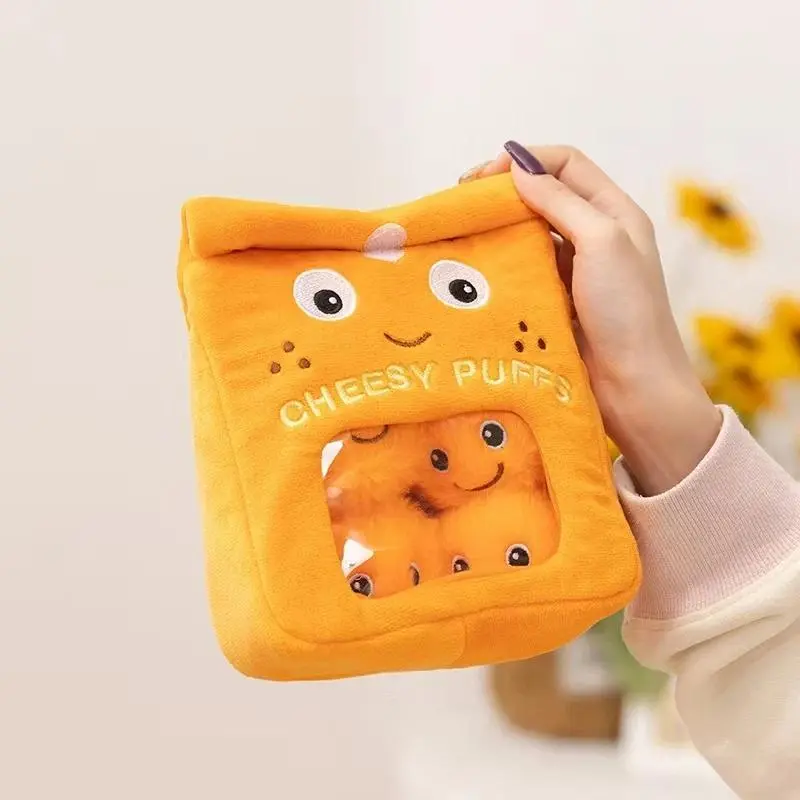 A Bag of Puff Snack Plush Toy – Adorable Stuffed Doll with Removable Mini Figurines Inside, Perfect as a Kids' Gift