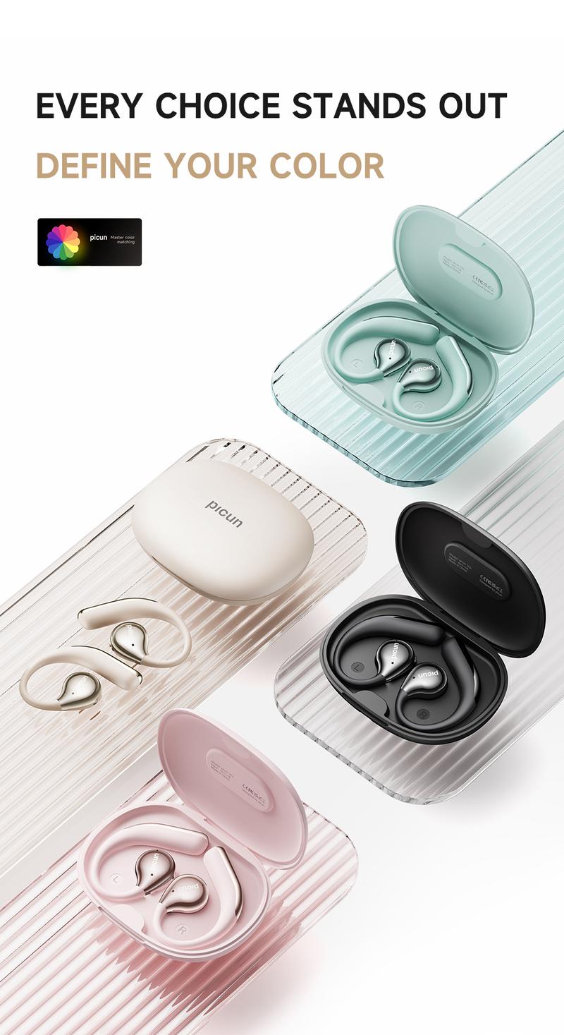 Picun T61 Wireless Bone Conduction Headphones, OWS Open Ear Earbuds with Earhooks, Bluetooth 5.4, Deep Bass, Lightweight & Sturdy, 25Hrs Playtime, IPX6 Waterproof, for Cycling Yoga Gym Workouts Picun T61 Wireless Bone Conduction Headphones, OWS Open Ear Earbuds with Earhooks, Bluetooth 5.4, Deep Bass, Lightweight & Sturdy, 25Hrs Playtime, IPX6 Waterproof, for Cycling Yoga Gym Workouts