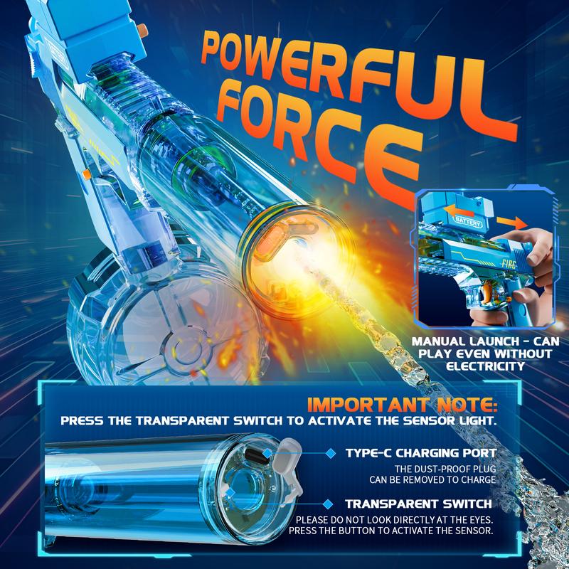 【Live Only】Electric Water Gun for Kids Adults - Automatic Squirt Gun With up to 32 Ft Long Range, Summer Outdoor Beach Swimming Pool Party Super Soaker Toys for Kids Age 7 8 9 10 11 12 Years Old
