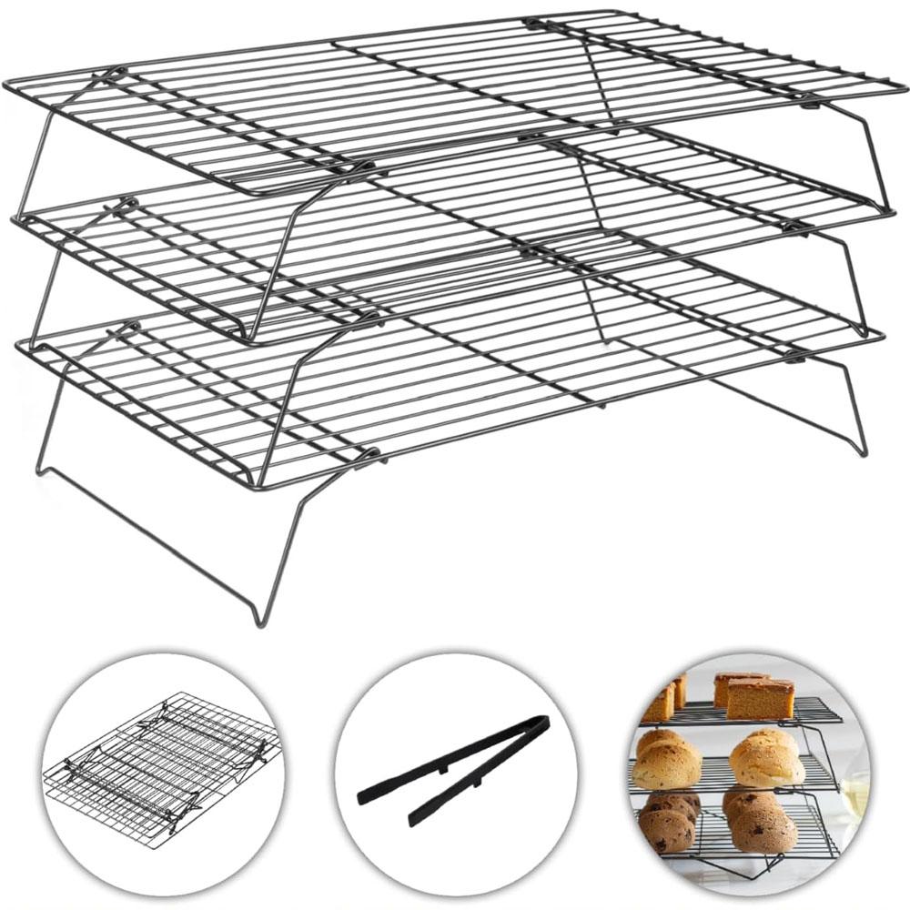 Stainless Steel Cooling Rack, Stackable 3-Tier Design, Ideal for Baking & Cooking, Fits Oven & Dishwasher Safe, Perfect for Cookies Pizza Cake