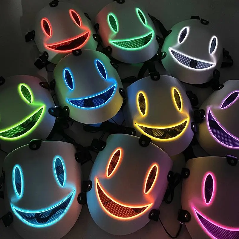 Janpanese Anime High rise Invasion Neon Glowing Masks Cosplay Luminous Mask Adult Kids Shy Guys Light up Face Masks Costume