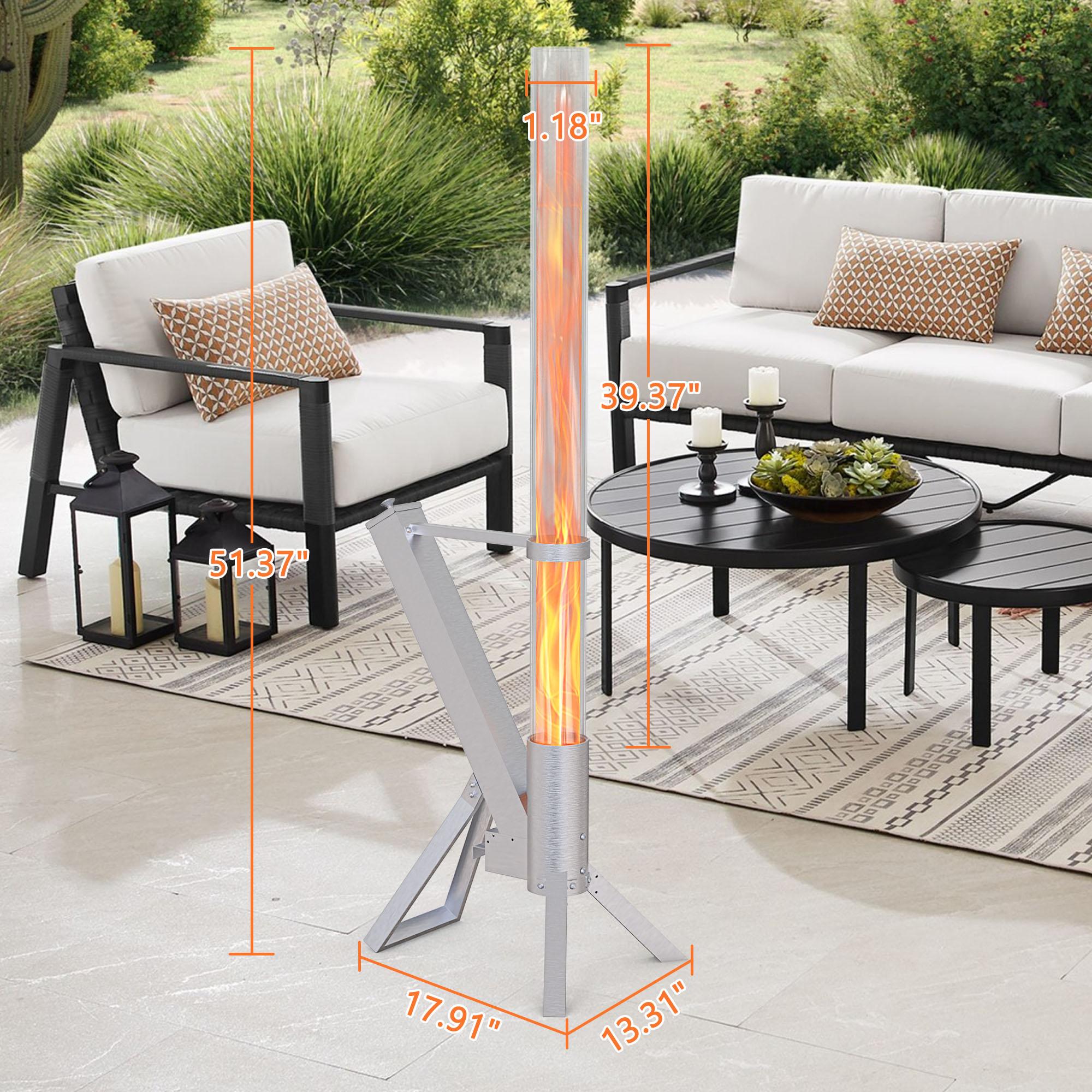 Segmart Patio Pellet Torch, Wood Pellet Patio Heater for Outdoor, Portable Patio Pellet Fire Torch,Glass Tube for Yard,Wood Fire Pit with Party, father's day