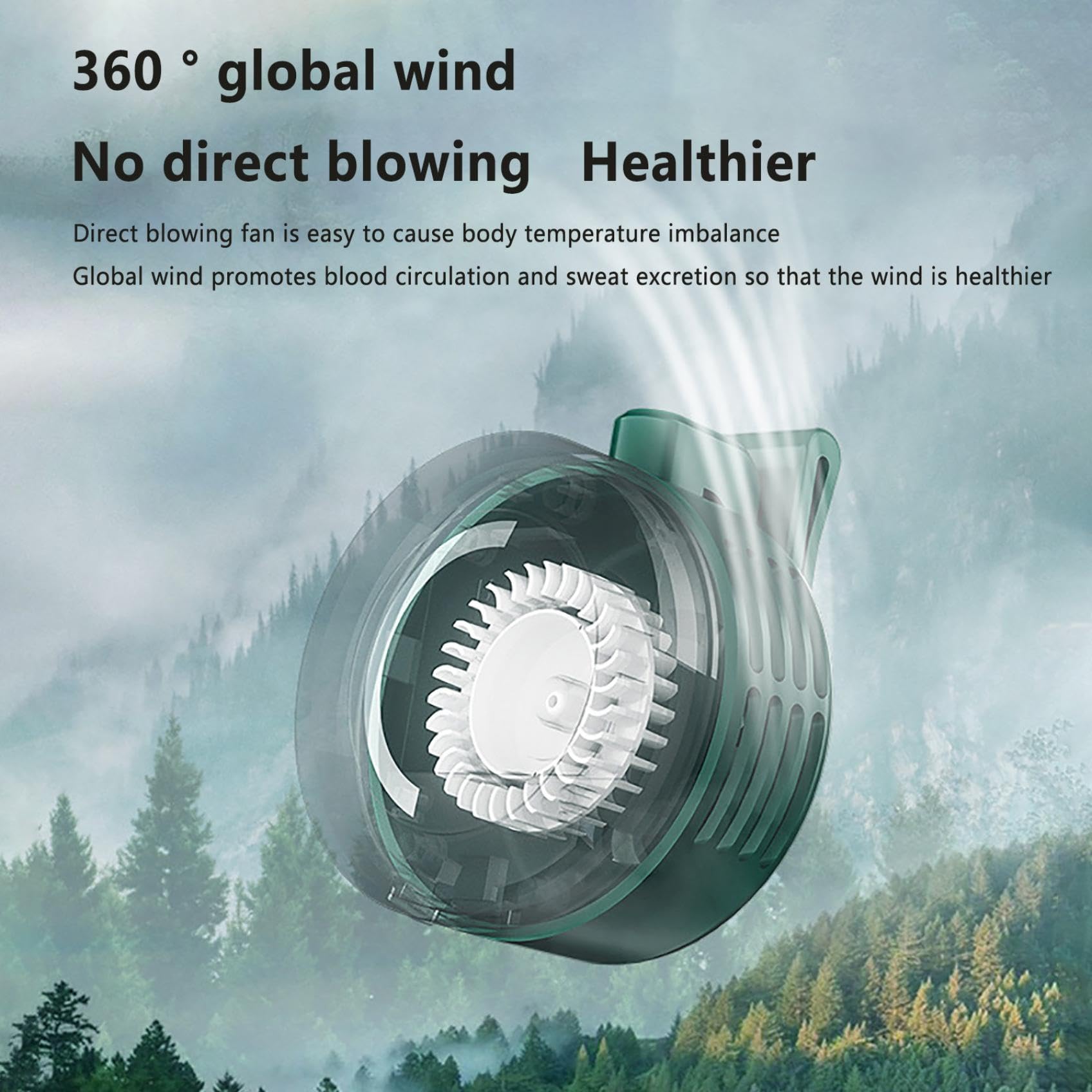 Portable Silent Mini Bladeless Fan Clip On, Mini Fan With Clip, 2025 New Adjustable 3-Speed Suspended Waist Fans, For Outdoor & Travel & Office, Travel Accessories, Gift