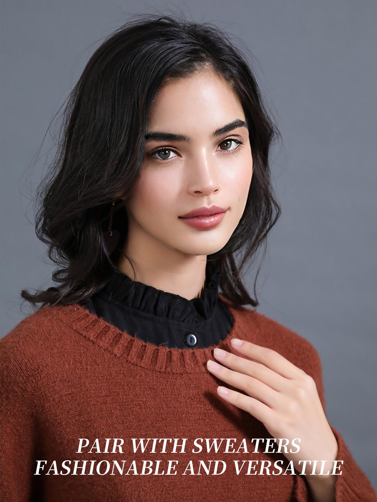 Ladies' Decorative Fakes Collar - Pure Cotton White Lace Stand-Up Collar - Available in M, L, XL & 2XL - Suitable for Coats and Occasions