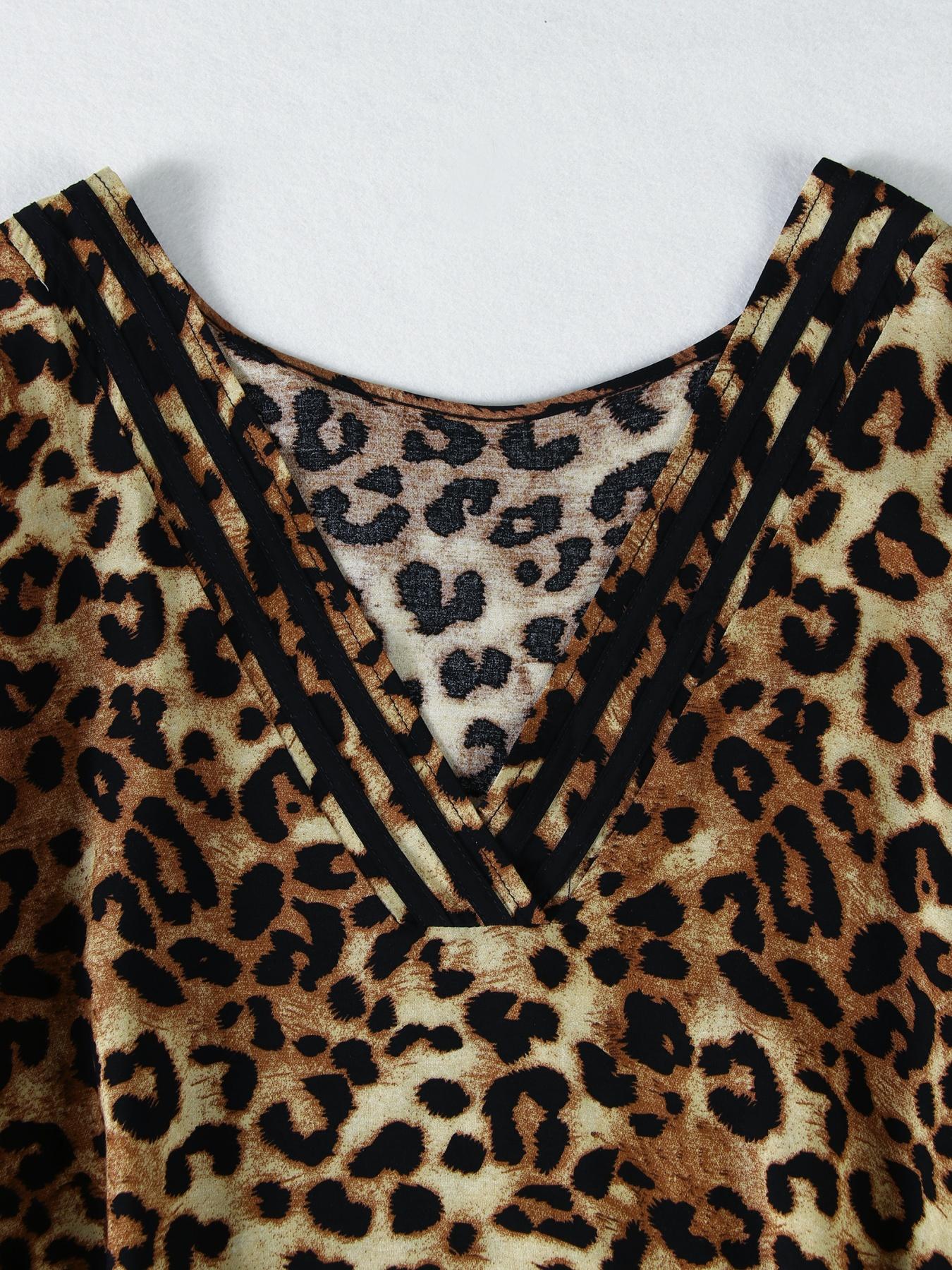 EDOLYNSA Leopard kaftans for woman caftan beach printing Moo Moo Dress casual cover up Bohemian daily wear Soft Homewear vacation party long dress lounge wear Q1615 Womenswear