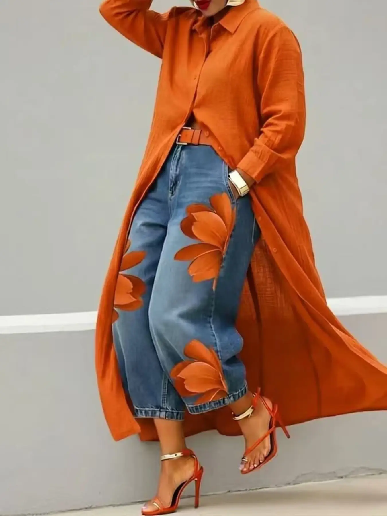Women's Lapel Long Shirt Duster, Open Front Long-Sleeve, Draped Oversized Loose-Fit, Casual Longline Stylish Outerwear