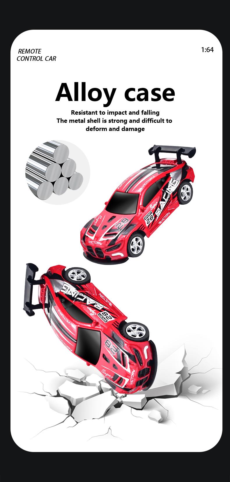 Hotfree 1/64 Mini RC Drift Car, Alloy M4 Racing Car with Trailer, 2.4GHz Remote & APP Control Truck, 3-Speed Modes, LED Lights, USB-C Charging, Indoor & Outdoor Toy, Birthday Christmas Gift for Kids & Adults