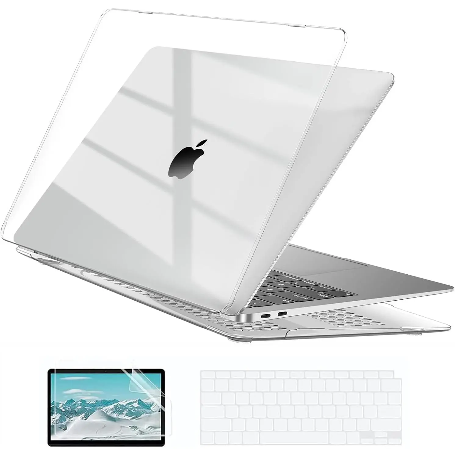 AveLife for Book Air 13.3 inch Case with Keyboard and Screen Protector| Ultra Thin and Transparent, Hard Compatible with Book Air 13.3 inch M1 Chip 2021-2018 with Retina Display frame laptop case Detachable Backlit Pad high Ultra-Thin Laptop