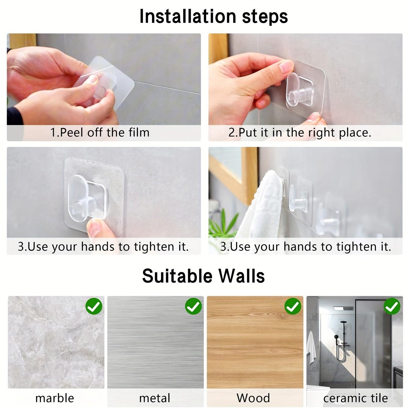 4pcs/10pcs/20pcs Large Thick Strong Adhesive Hooks, Bathroom Towel Hooks, Door Back Hooks, Waterproof Seamless Universal Hooks Durable