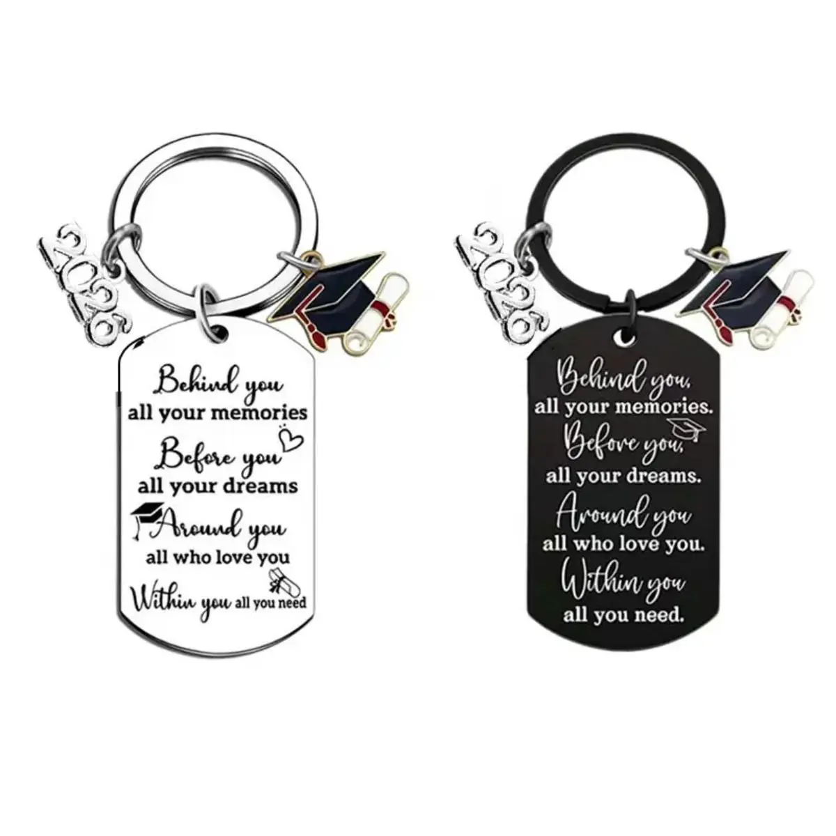 Class of 2026 Graduation Keychain - Graduation Cap Charm, Motivational Quote Keychain Gift for Students