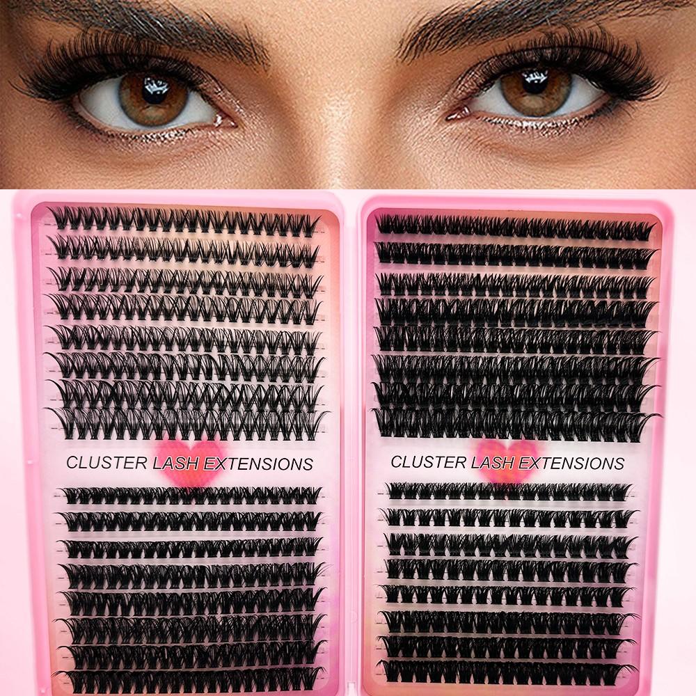 608 Pcs Eyelash Extension Kit, Individual Set Eyelashes, D-Roll, Multiple Lengths, Odorless, Easy to Apply, Home Makeup Books