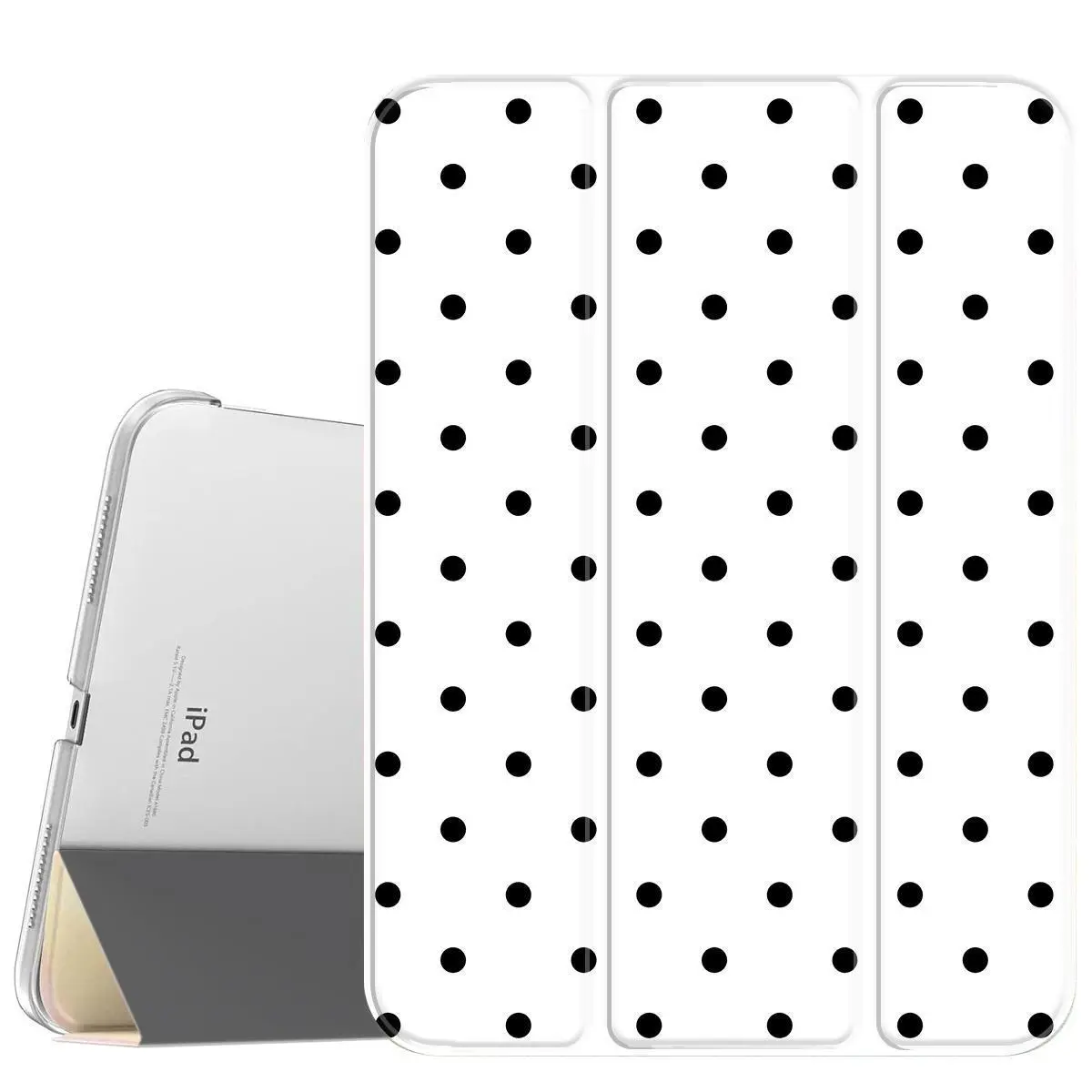 Classic Black Polka Dot Leather Tablet Case - Durable Protection, Slim Fit, Stand Accessory, Soft Translucent Frosted Back, Magnetic Pencil Holder, Typing-Friendly, Compatible with iPad A16 2025, iPad Air 6, Samsung Galaxy Tab S9