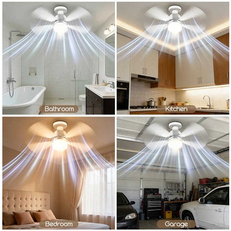 16 Inch LED Ceiling Fan Light with Remote Control, Led Lighting Fan, 30w Socket Fan 2000 Lumens, 3 Speeds 3 Colors 3000-6000k, Ideal for Bedroom Living Room Kitchen Garage
