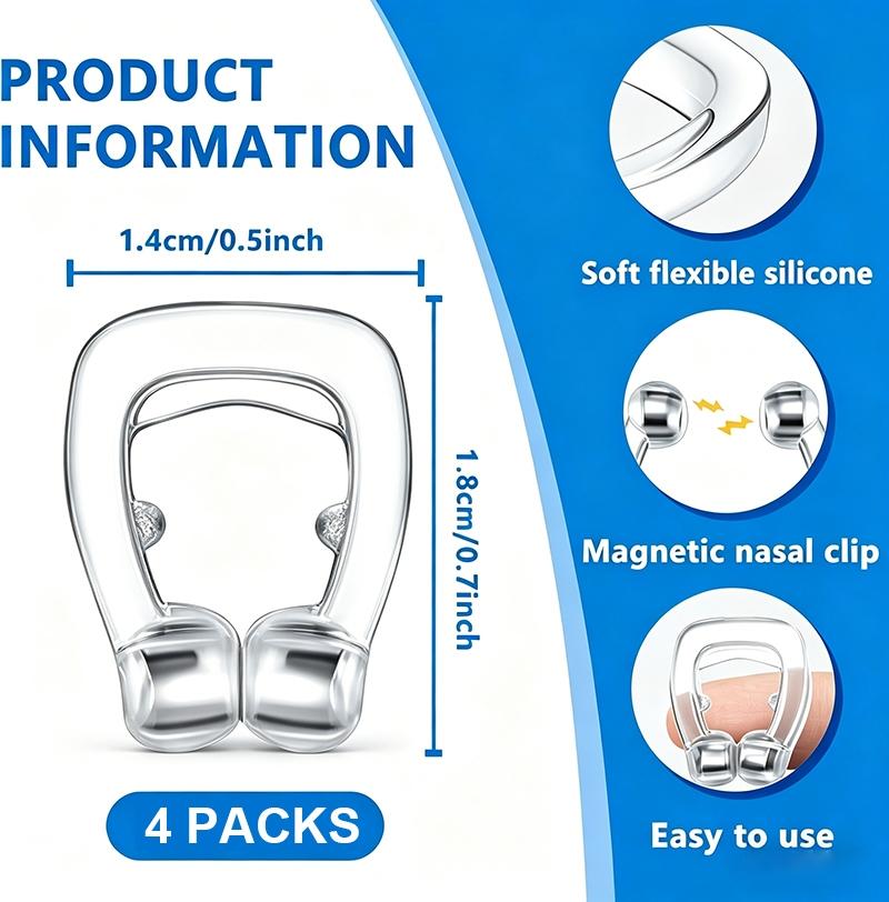 Anti Snoring Devices (4 Pack), Adjustable Silicone Snoring Solution, Anti Snoring Nose Clip, Effectively Relieve Snoring, Stop Snoring for Men and Women, Clear