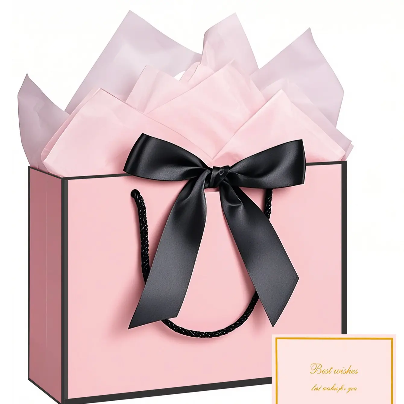 1 / 3 Sets Large Paper Gift Bags, Comes with Tissue Paper and Greeting Cards, Valentine's Day Gift Bags, Portable Gift Bags with Handles, Gift Wrapping (Suitable for Women's Bridesmaids, Birthdays, Valentine's Day and Wedding Parties, Party Gift Packs)