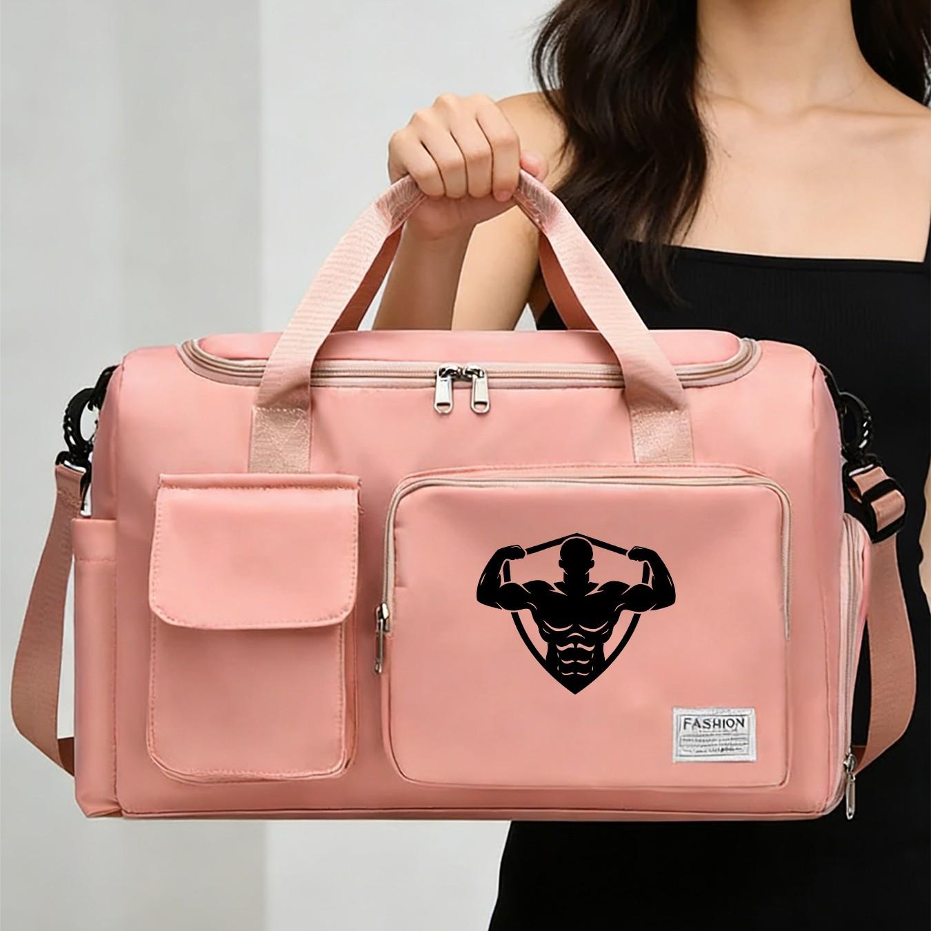 Men's Fitness Muscle Print Sports Bag, Large Capacity Handbag, Crossbody Training Bag, Yoga Backpack, Lightweight Travel Bag