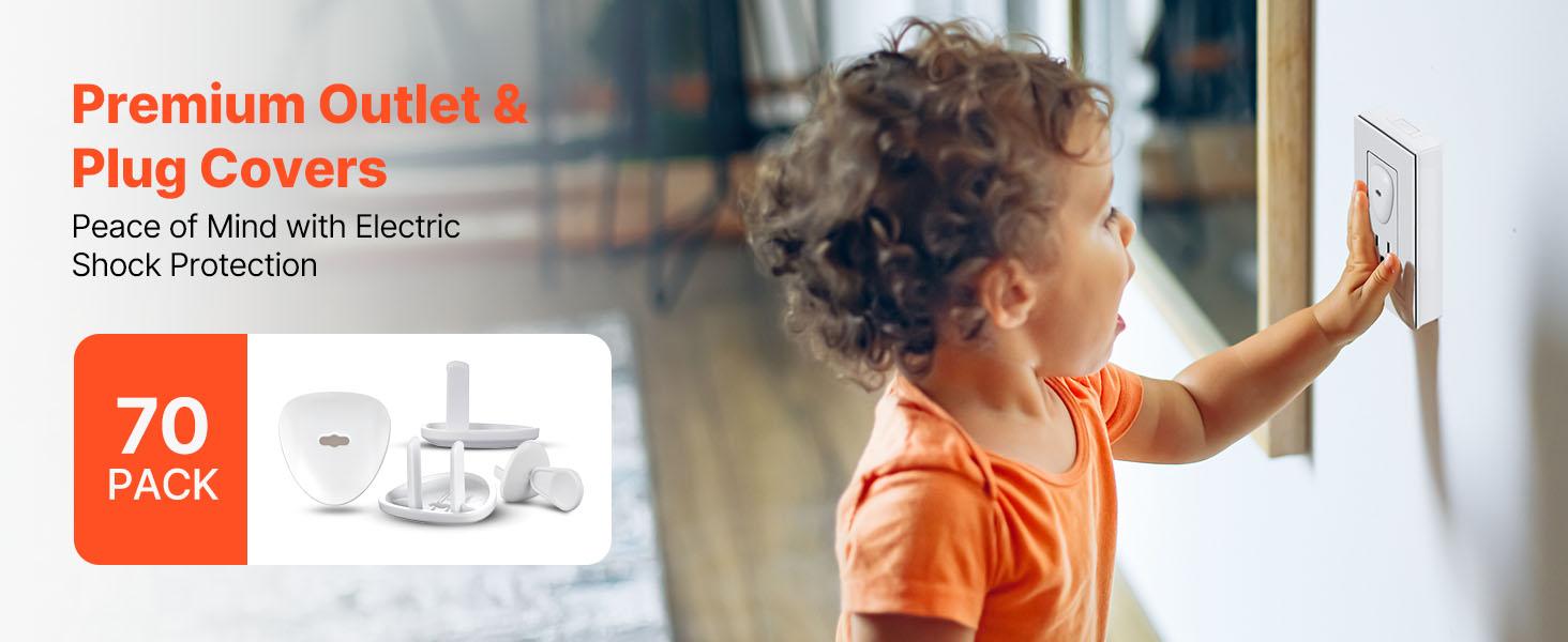 VEVOR Outlet Covers, 70 Pack, Plug Covers for Electrical Outlets, Secure Electric Socket Protector Caps with Shock Prevention, Easy Installation, Insulated ABS, for Home Wall Power Sockets, White